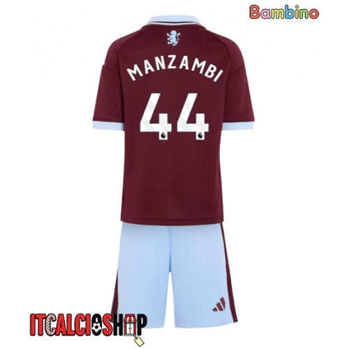Aston Villa Johan Manzambi #44 Prima Maglia Bambino 2026-27 Manica Corta (+ Pantaloni corti)